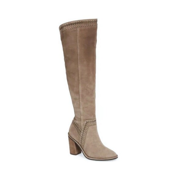 Vince Camuto Over The Knee Madolee Suede Boot Womens Size 9 Foxy Taupe 4" Heel - Picture 1 of 11